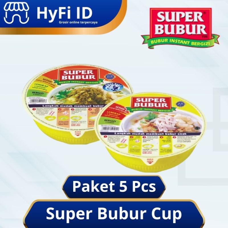 

PAKET 5 PCS - Super Bubur Cup - Bubur Instan Varian Abon Sapi dan Ayam, Praktis dan Lezat