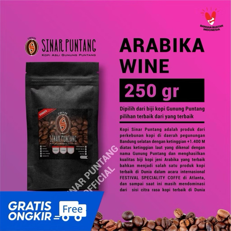 

Kopi puntang arabika wine asli dari gunung puntang 250gr