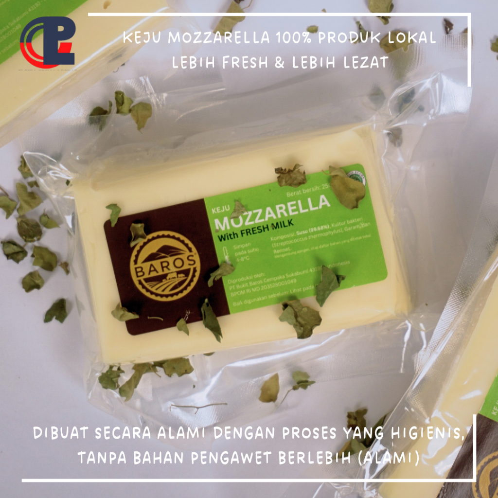 

Keju Lokal Mozzarella Baros (Original, Orange, Black) 250gr Keju Mozarella Keju Mozarela