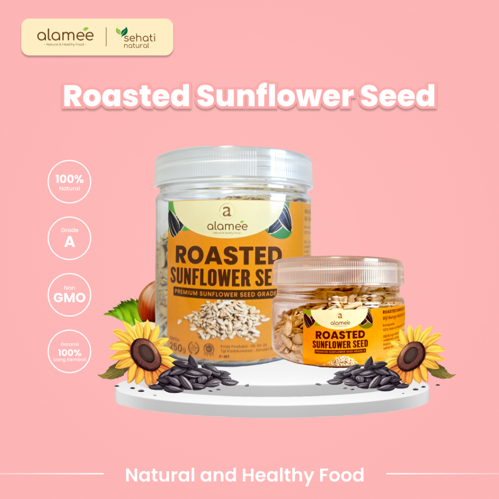 

ALAMEE Roasted Sunflower Seed Biji Bunga Matahari Kupas Oven Biji Kuaci Panggang PREMIUM 250gr 125gr