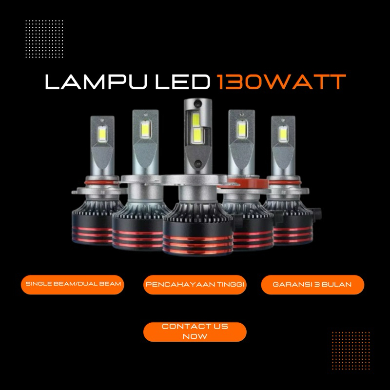 [2PCS] LAMPU LED HEADLAMP FOGLAMP MOBIL 1WARNA 130WATT/PASANG H4,H11,H8,H9,H16,HB3,HB4