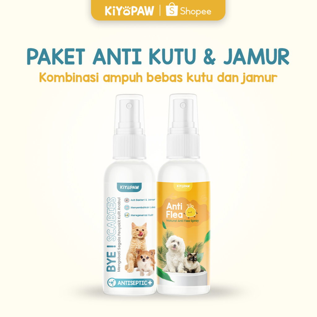 KIYOPAW Paket Bundling Spray Obat Kutu Kucing Anjing Spray Obat Jamur Kucing Anjing