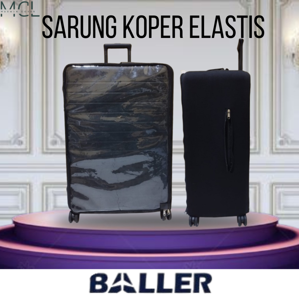 DARCI Luggage Cover Koper Baller - Pelindung Sarung Koper Baller Model Kombinasi Mika Mix Kain Scuba