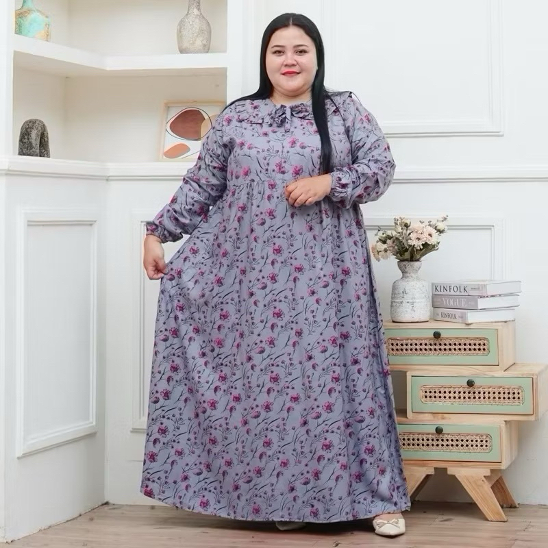 GAMIS RAYON SUPER JUMBO LD 140 MOTIF KEKINIAN MUAT BB 100KG BUSUI-BAJU MUSLIM RAYON PREMIUM MOTIF LD