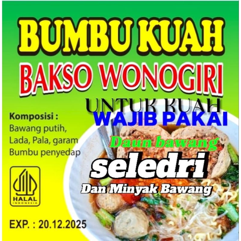 

BUMBU KUAH BAKSO WONOGIRI 1KG ORI,BISA BUAT KUAH BAKSO ACI,DAN BAKSO MALANG