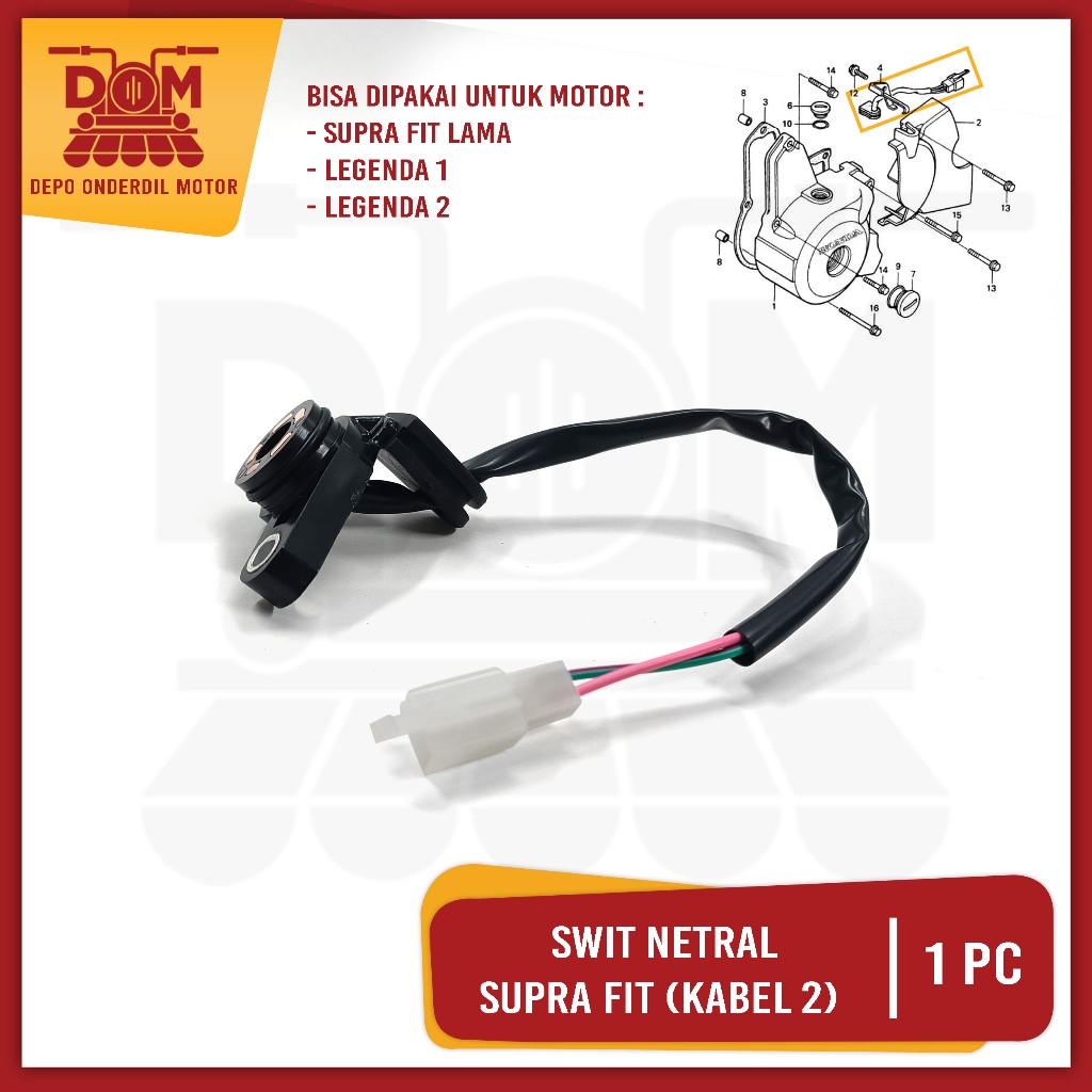 Swit Netral Supra Fit 2004 Kabel 2 (PSP) Switch Indikator Sensor Gigi Netral Honda Supra Fit Lama