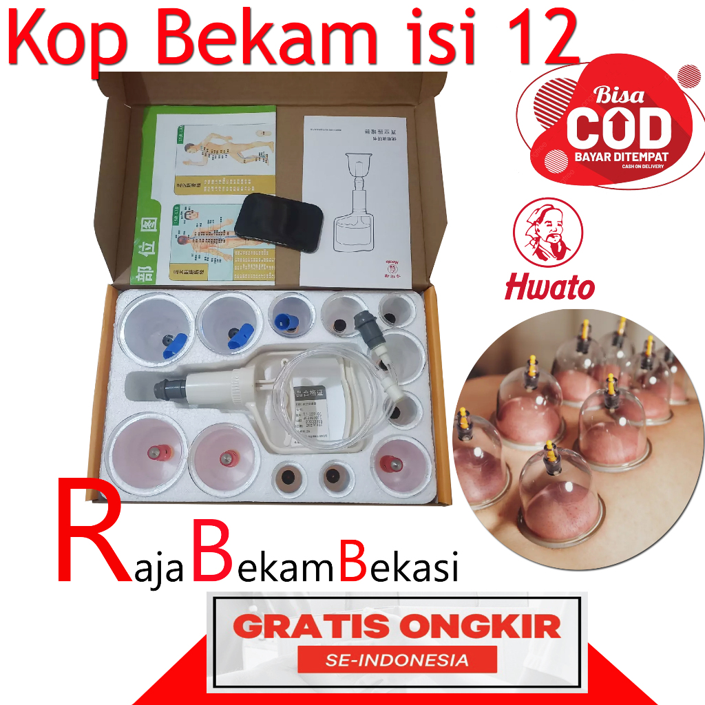 Alat Bekam Isi 12 Bonus Kerokan Guasa - Hwato Bekam