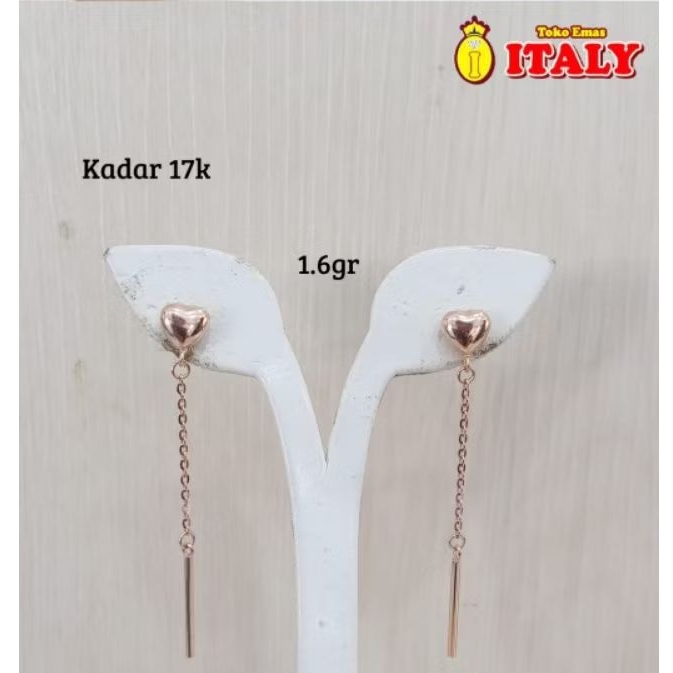 anting emas tua variasi love panjang