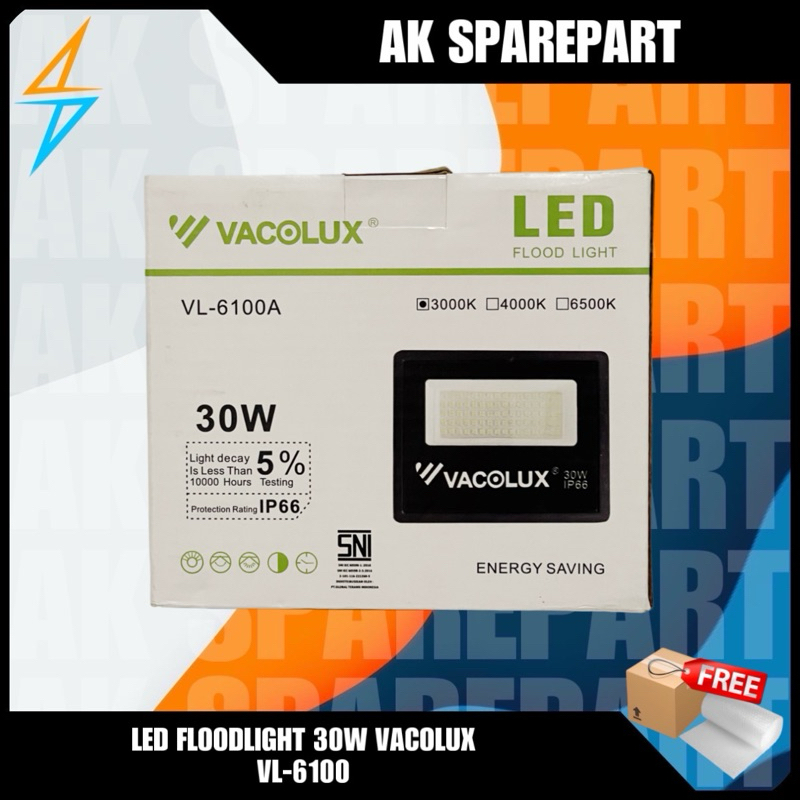 LAMPU SOROT / KAP SOROT LED 30W VACOLUX VL-6100 FLOODLIGHT