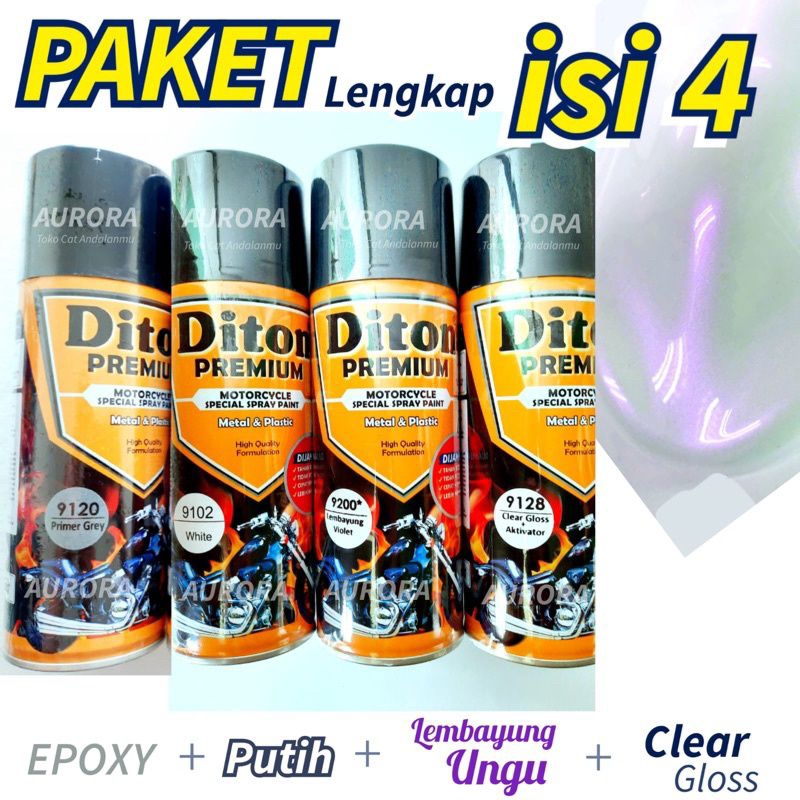 PAKET Diton Premium 9200 Lembayung Violet 400ml Lembayung Ungu | Cat Semprot Sepeda Motor Mobil
