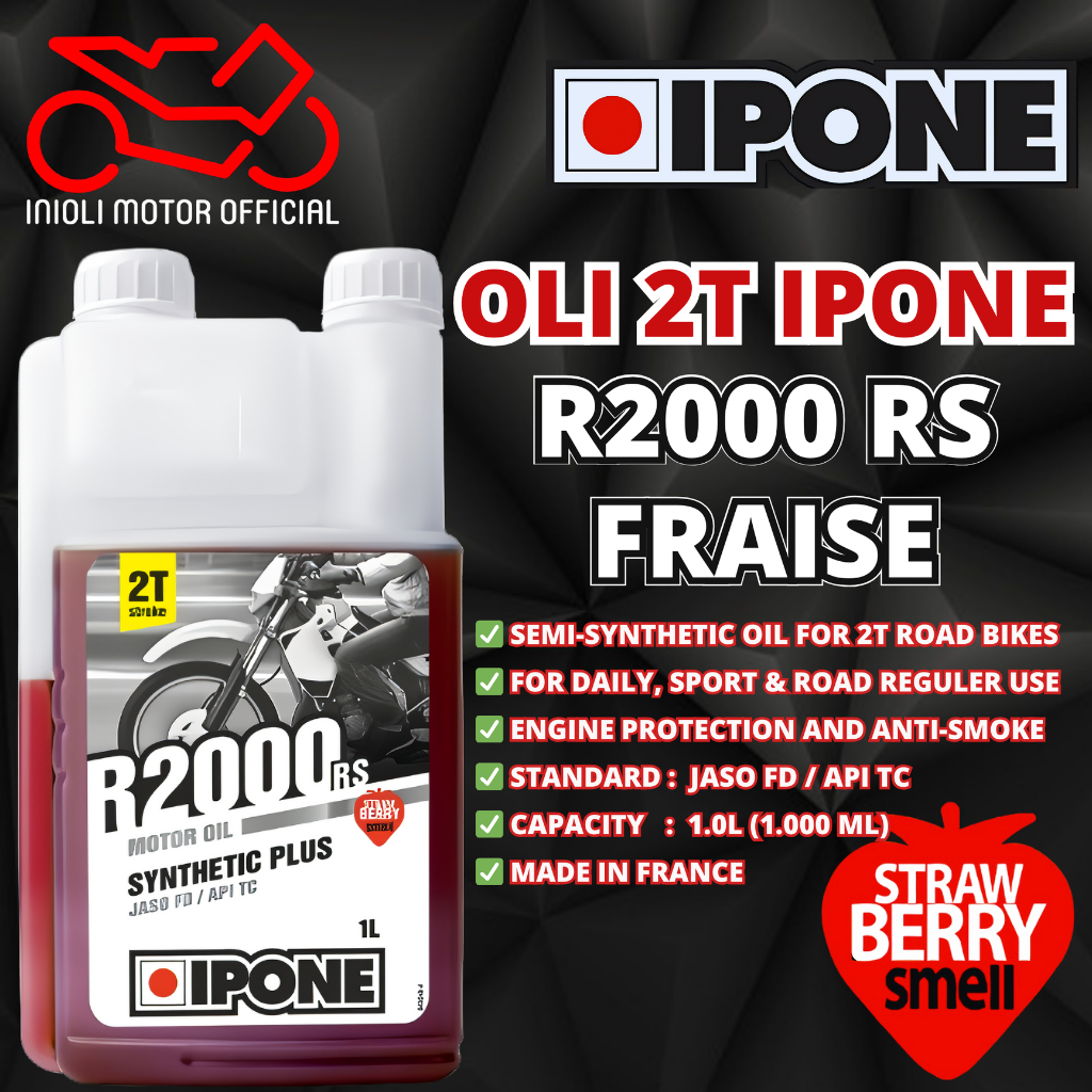 OLI SAMPING IPONE R2000 RS FRAISE AROMA STRAWBERRY OLSAM IPONE MOTOR 2 TAK 2T 2T-STROKE 1L 1.0L 1 LI
