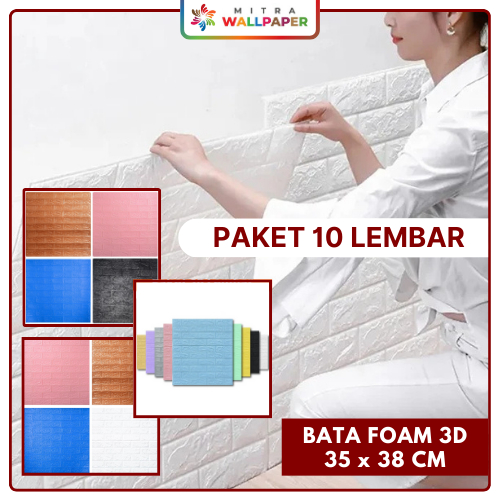 JUAL [COD] Wallfoam 3D Bata Warna Wallpaper Dinding 3D Foam Stiker Brick Foam Premium Sticker Bata