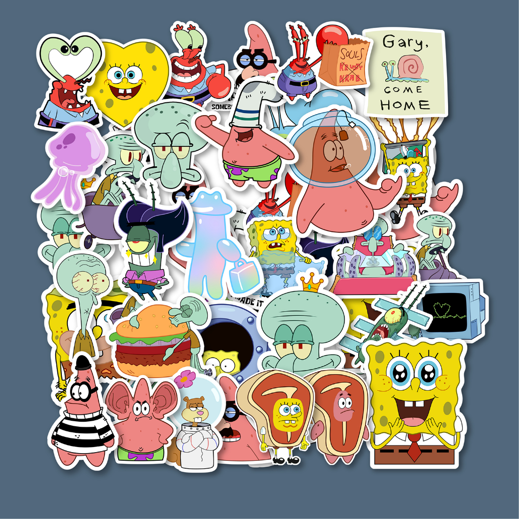 

STICKER PACK KARTUN SPONGEBOB | TAHAN AIR | CUTTING | HELM LAPTOP KACA KOPER CASING HP