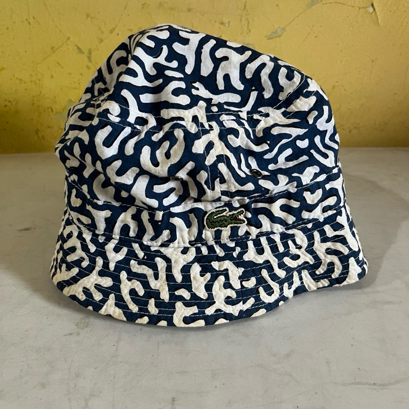 Bucket Hat Lacoste / topi / preloved / bukan uniqlo / topi biru / topi viral / fashion cap / topi mu