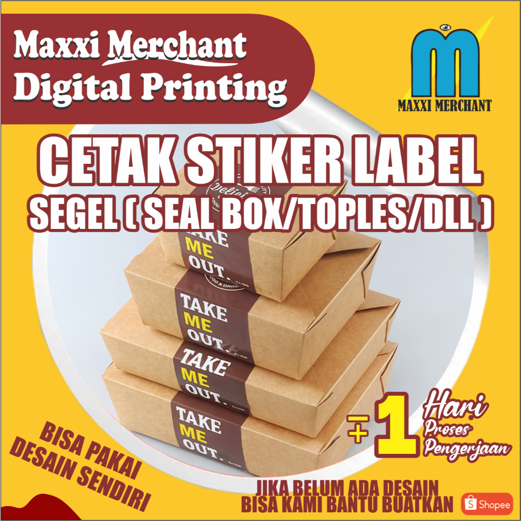 Cetak stiker label sealbox olshop kue makanan bakery custom chromo segel box segel packing