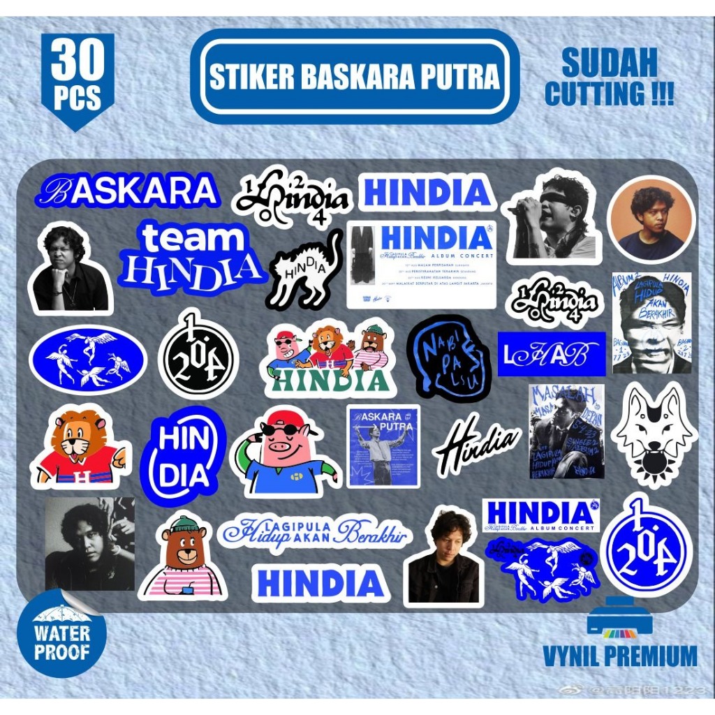 

Stiker pack 30pcs stiker baskara putra hindian singer sudah terpotong tinggal tempel waterproof