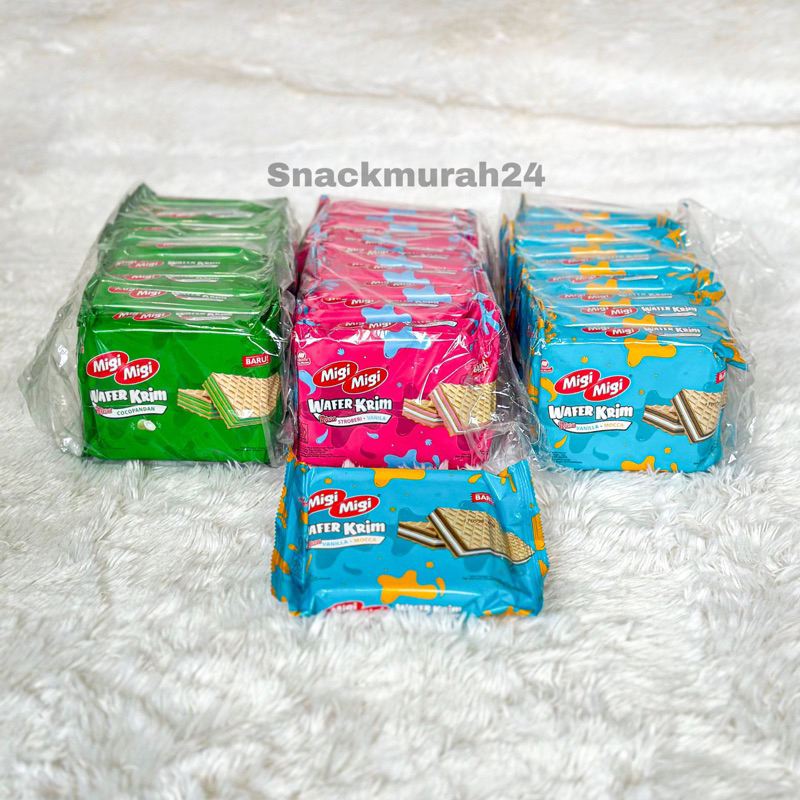 

Migi Migi Wafer Krim 45gr isi 10 PCS Rasa Vanila Mocha | Stroberi Vanila | Coco Pandan