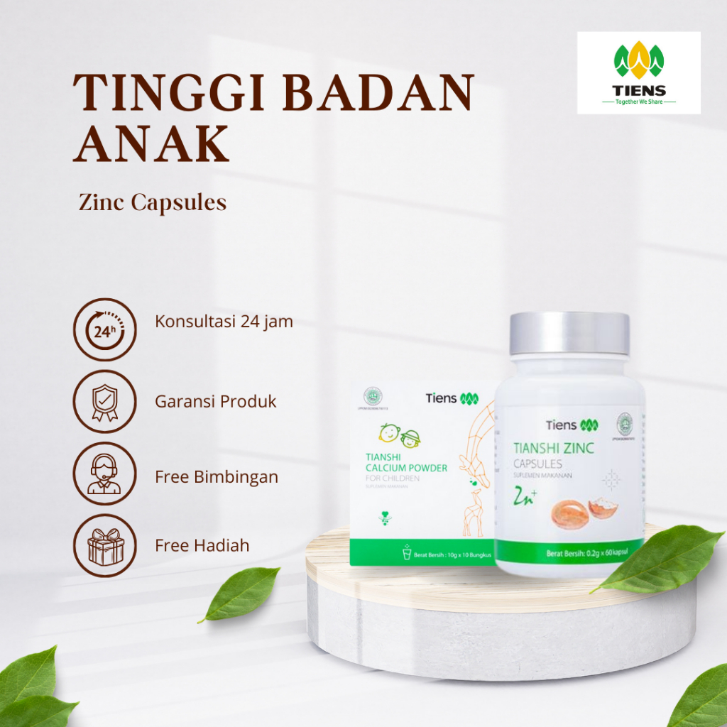 SUSU PENINGGI BADAN ANAK 2 - 12 TAHUN CEPAT - SUSU CALSIUM & ZINC LAKTAT TIENS ORIGINAL HALAL BPOM