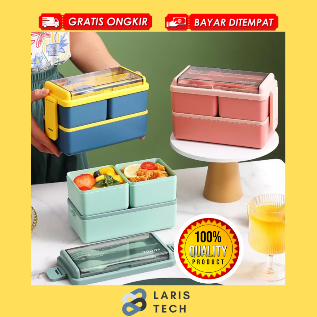 Lunch Box Set Double layers Plastic Biodegradable Bento Rice Husk