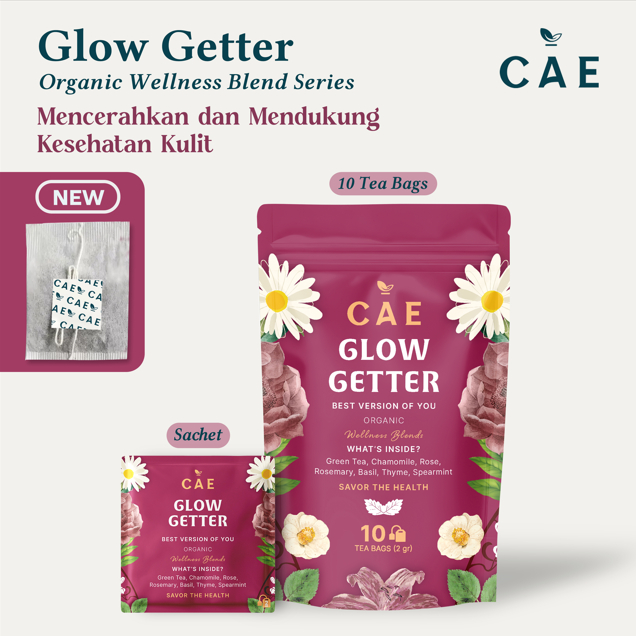 

GLOW GETTER | Herbal Tea Blend Green Tea Chamomile Rose Rosemary Basil Thyme Spearmint Premium