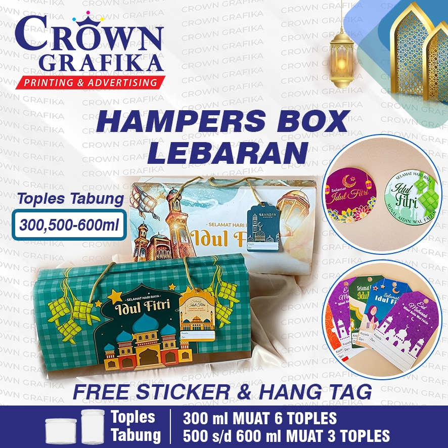 

TAS KOTAK HAMPERS LEBARAN IDUL FITRI / GABLE BOX TEMPAT KUE KERING UK 29 X 13,5 X 10 CM ISI 3 TOPLES 600ML ( FREE TAG KARTU UCAPAN & STIKER )