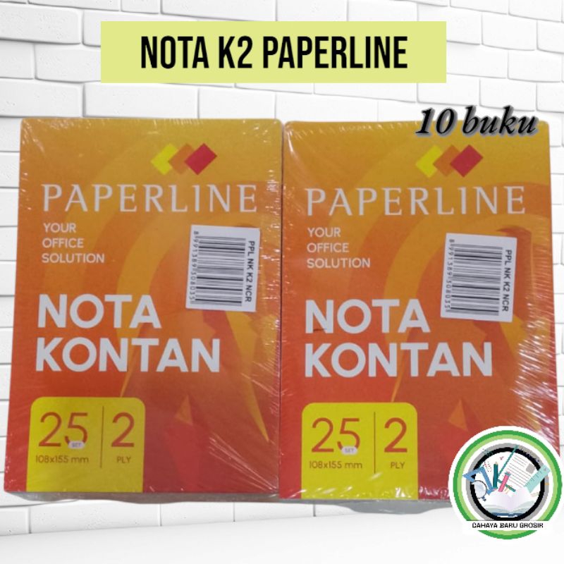 

Nota k2 paperline / nota kontan paperline rangkap 2 isi 10 buku