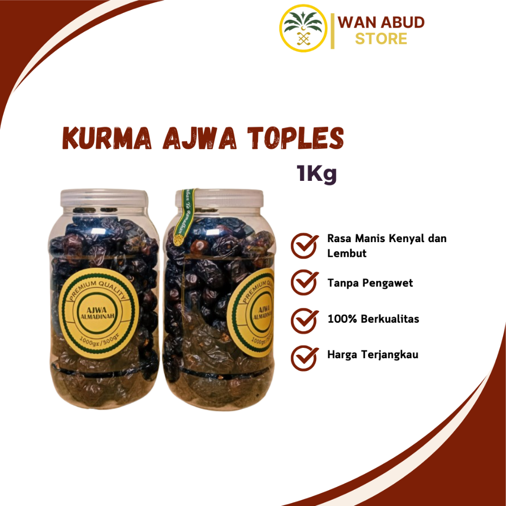 

Kurma Ajwa Al Madina 1 Kg Premium Quality | Ajwa Kurma Nabi Asli Madinah