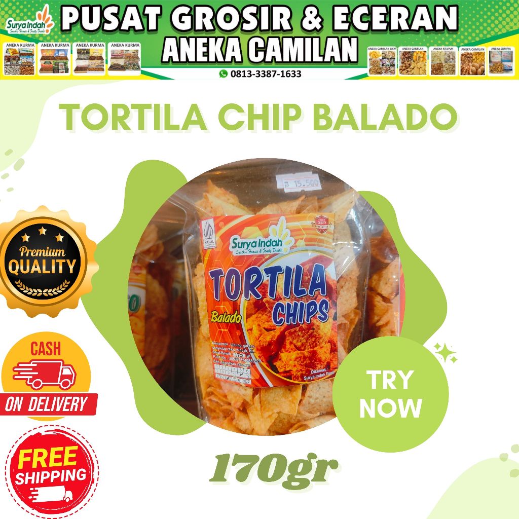

Tortila Chip Balado packing 170gr kwalitas original Surya Indah Jombang