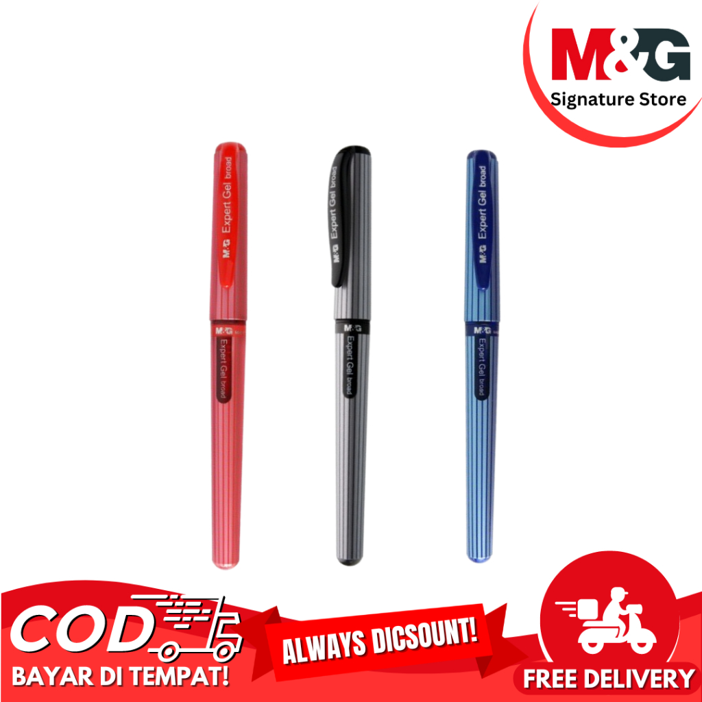 

Pulen Gel Pen Expert Gel Broad Sign M&G Gel Broad Tip 1.0mm hitam biru merah - Satuan #AGP13672