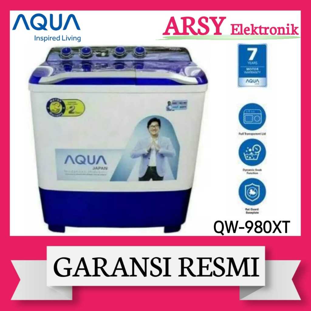 MESIN CUCI AQUA 2TABUNG 9KG QW-980XT/AQUA MESIN CUCI 2TABUNG 9KG QW-980XT GARANSI RESMI