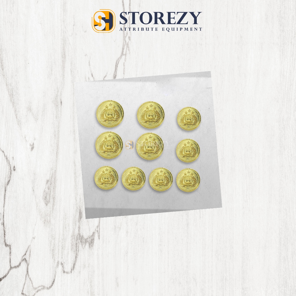 Kancing PDU 2 Polri / PDU 4 Polri / Kancing Satuan / Bangkok Non Braso Gold Metal