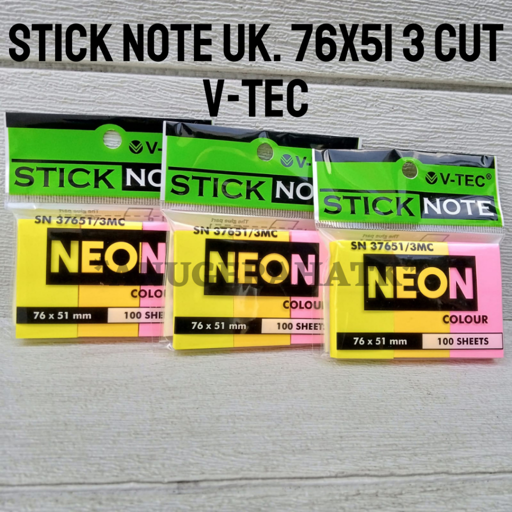 

Pembatas Sticky Note V-tec Tanggung Ukuran 76 mm x 51 mm 3 CUT