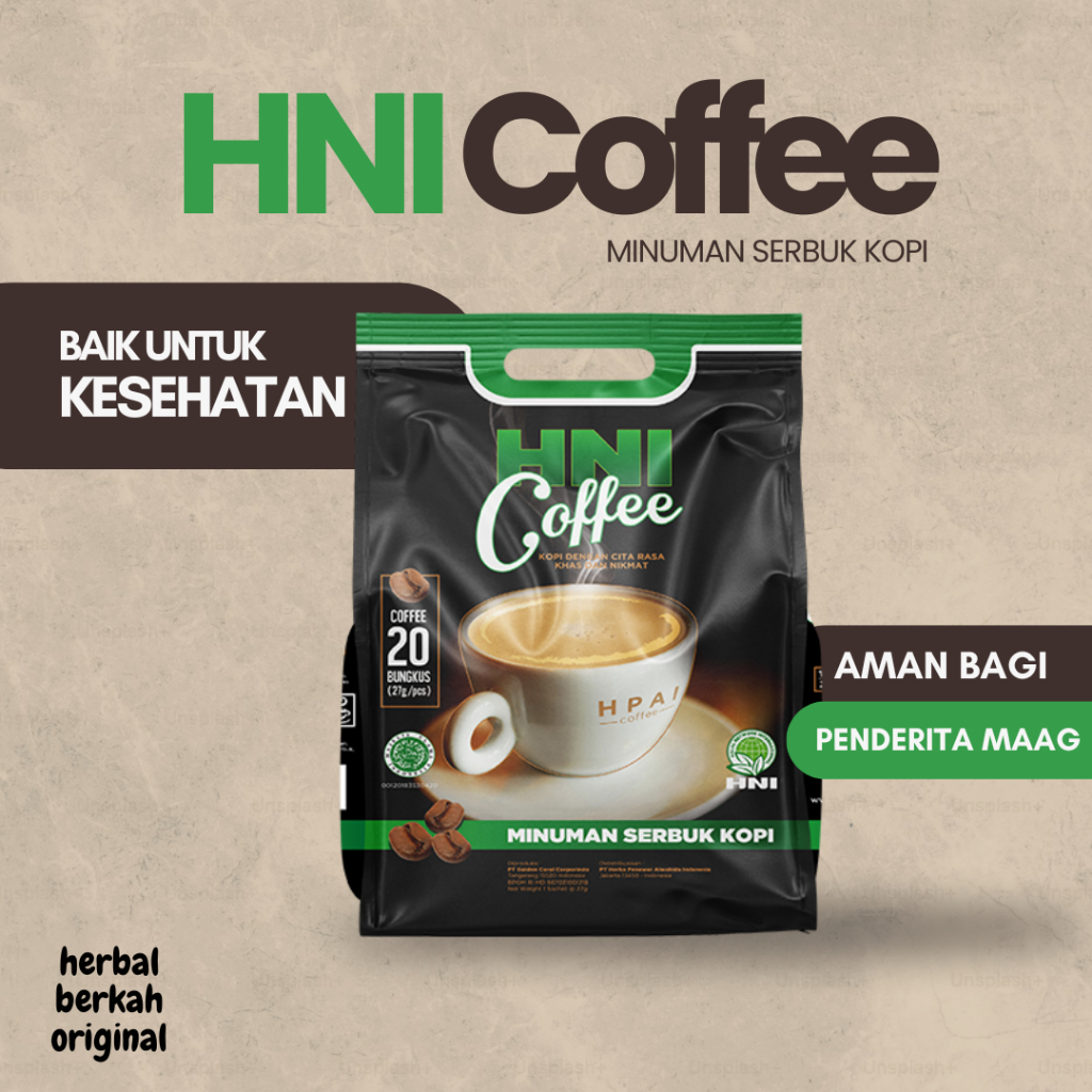 

HNI Coffee 20 sachet Kopi HNI HPAI Serbuk Kopi