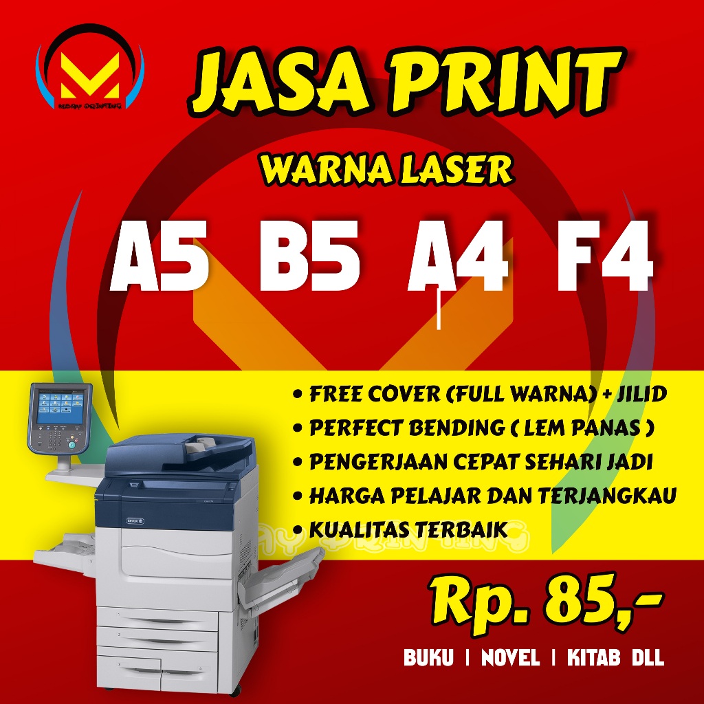 

Jasa print Warna / print warna / Cetak Buku / A5,B5,A4,F4,A3