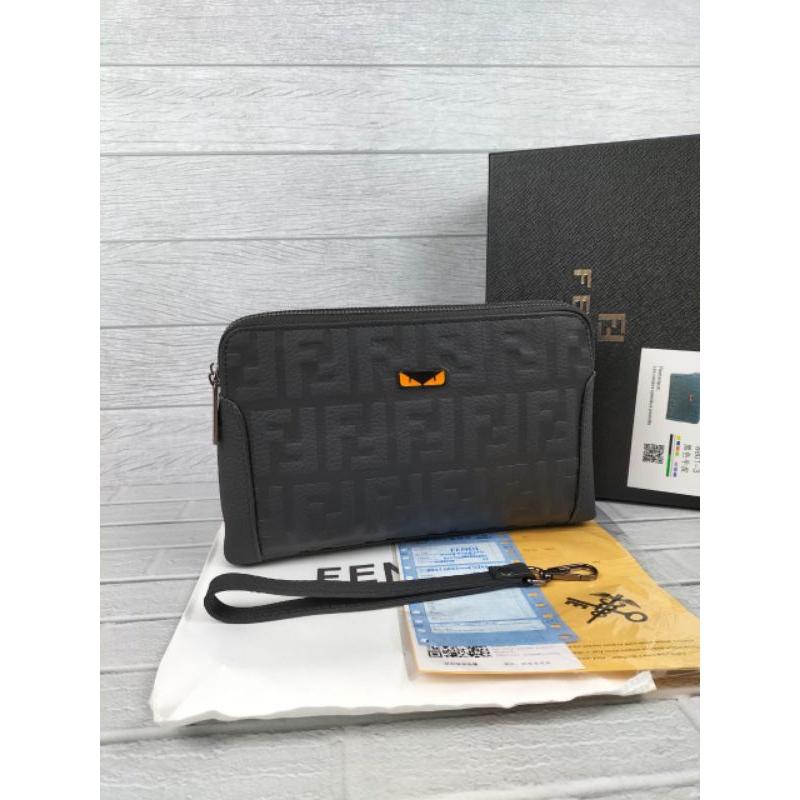 Tas handbag pria clutch bag duo zipper kulit asli