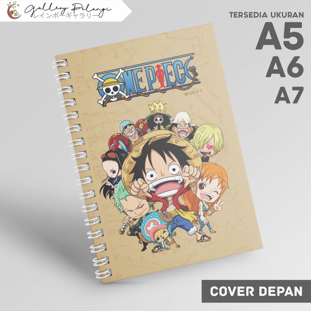

Notebook Spiral A5 A6 A7 Japan Anime One Piece bajak Laut topi jerami chibi