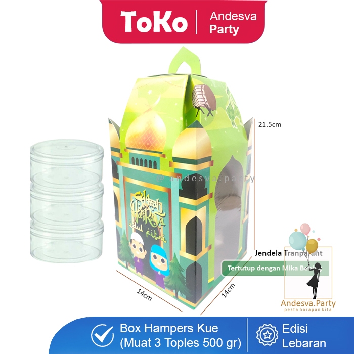 

kotak box parcel kue lebaran / kotak parsel Idul Fitri 3 toples Box Lebaran Packaging Hampers