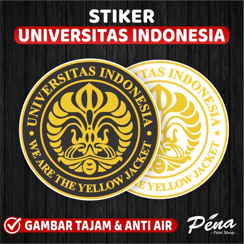 Sticker Stiker Universitas Indonesia UI / Stiker UI Yellow Jacket / Logo UI Hitam Putih Waterproof