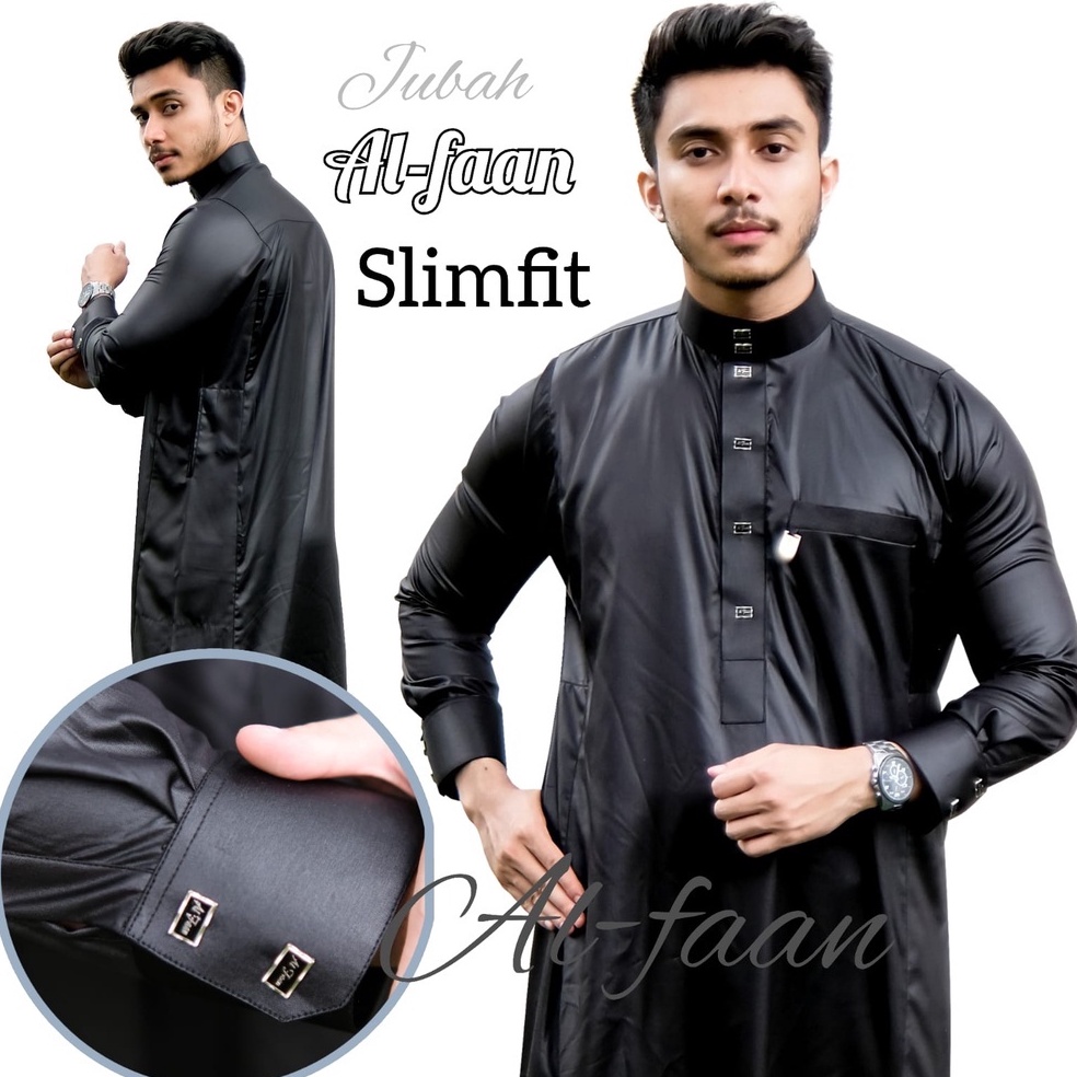 Terbaru AL FAAN JUBAH GAMIS PRIA DEWASA WARNA HITAM DAN PUTIH SLIM FIT
