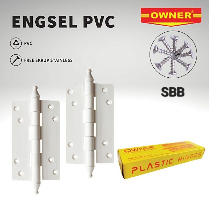 ENGSEL PINTU PLASTIK PVC PUTIH KAMAR MANDI OWNER /ENGSEL PLASTIK OWNER / ENGSEL PINTU KAMAR MANDI OW