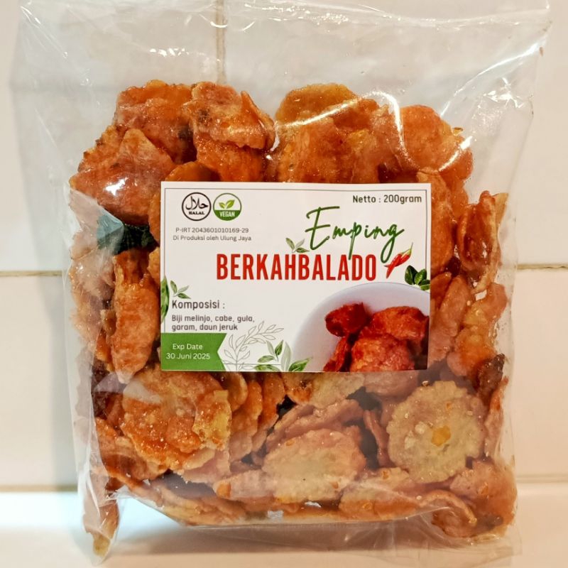 

EMPING Kecil Renyah Rasa Balado Daun Jeruk BERKAHBALADO HALAL (pedas manis)