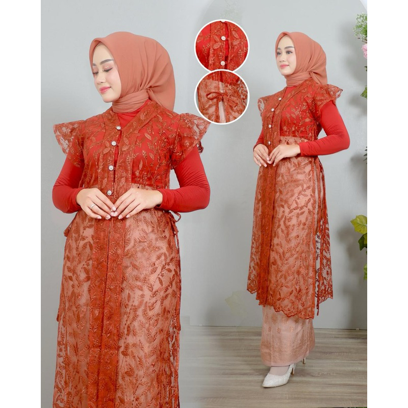 Setelan Outer Mahalini  Baju Kurung Outer Mewah Kebaya Kartini Kebaya Wisuda Kebsya Modern Seragamsn