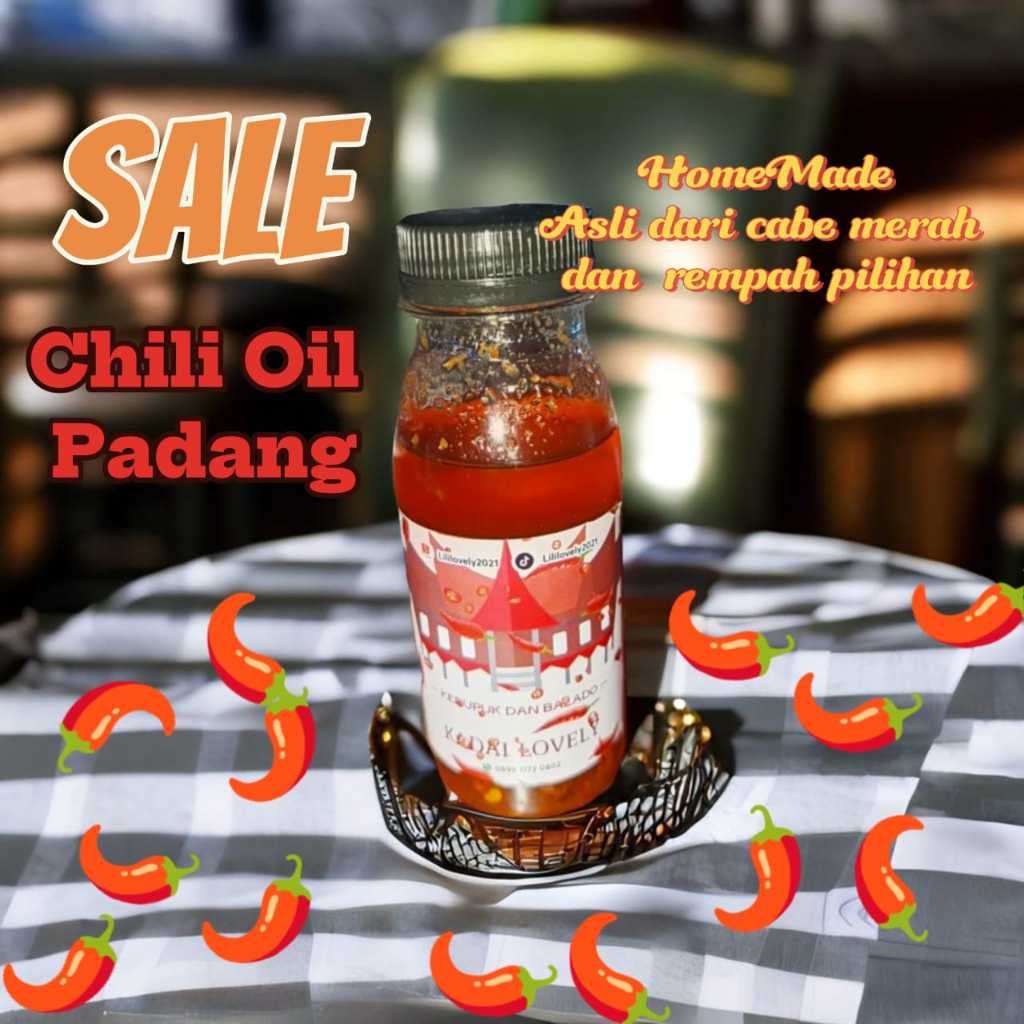 

chili oil 100 g, sambal balado, pedas, asin, gurih