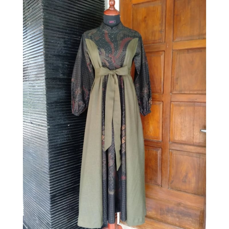 JASA JAHIT GAMIS BATIK KOMBINASI DRESS LONGDRESS BATIK SARIMBITAN KELUARGA LEBARAN 2025 PAKAIAN MUSL