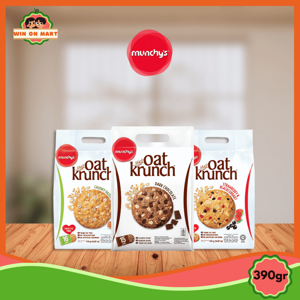 

Biskuit | Munchy's Oat Krunch 390gr | Stroberi | Hazelnut | Coklat | Biskuit Gandum Oat Krunch