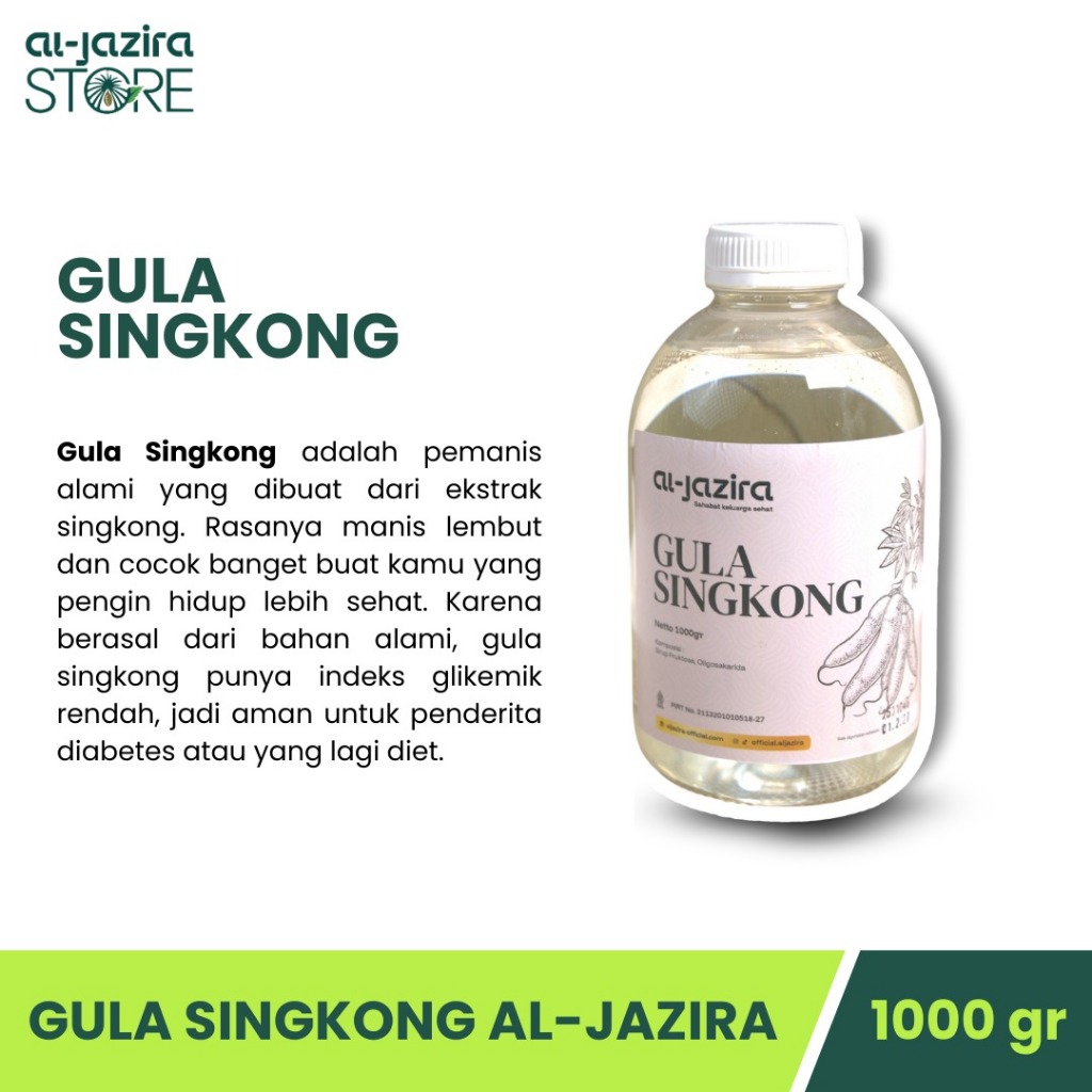 

HG Gula Cair Singkong Al-Jazira 1KG Rendah Kalori Bebas Gluten Aman Diabetes Gula Diet Gulakong