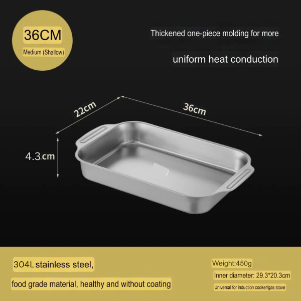 Panggangan ikan stainless steel 304 silver panci Ukuran 36cm persegi panjang 304, panggangan ikan un