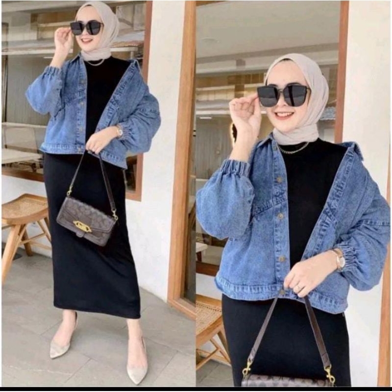 Jaket Jeans Wanita Vintage Oversize LD 120Cm Korean Premium