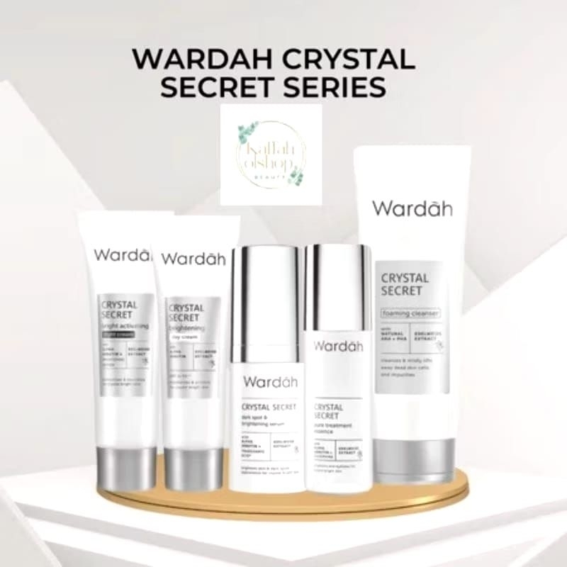 Wardah Paket Crystal Secret 5pcs (sabun wajah, day cream, night cream, essence)