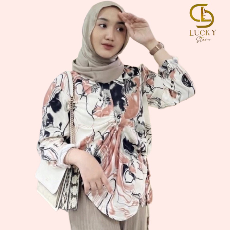 Kemeja Marble Motif Rayon Viscose